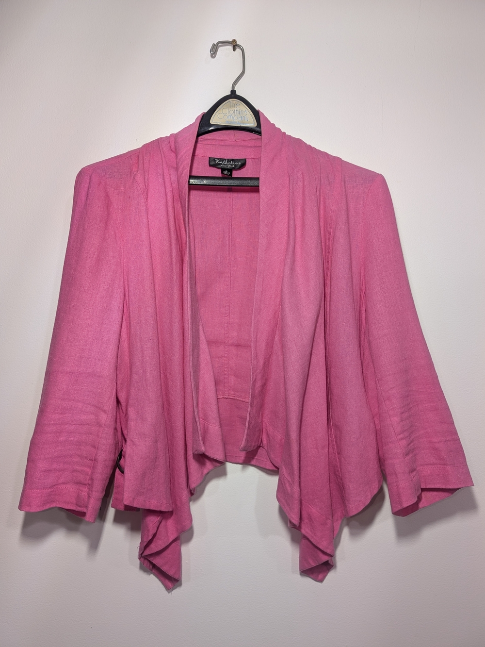 Katherine New York Pink Open-Front Linen Blend Waterfall Cardigan Womens LG